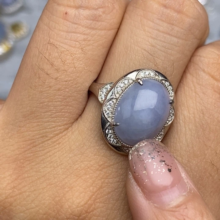 翡翠戒指银S925镶嵌戒指