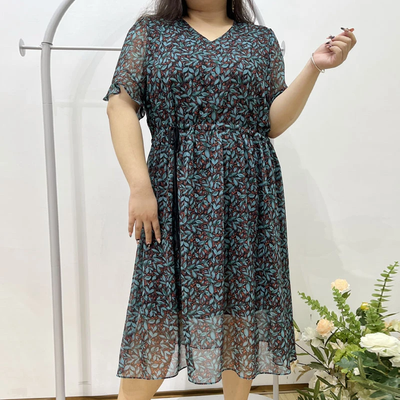 1299高档大码妈妈装中年女装短袖连衣裙夏季新款200斤加肥裙子