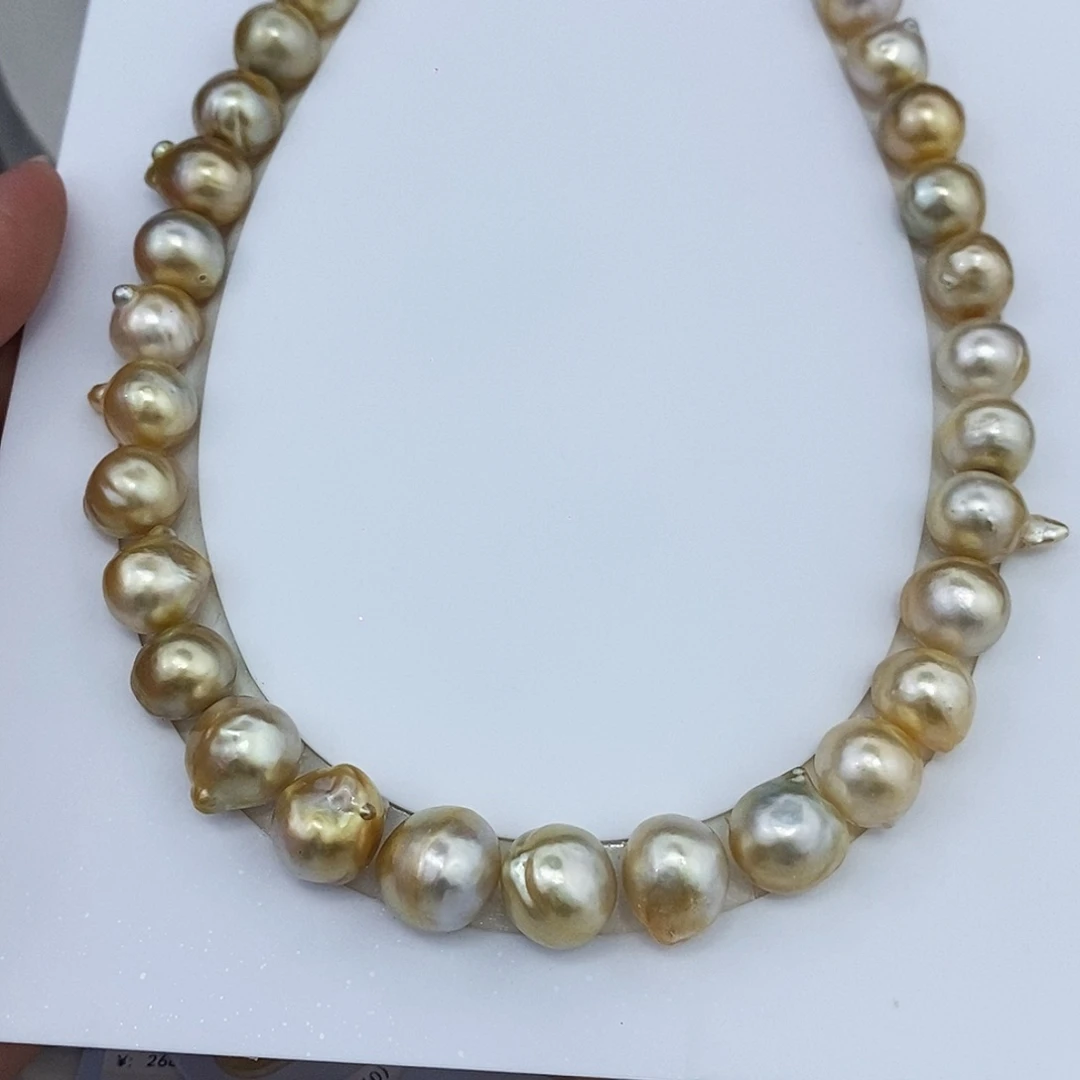 耳饰未镶嵌海水珍珠12-14金珠巴洛克项链 不退换