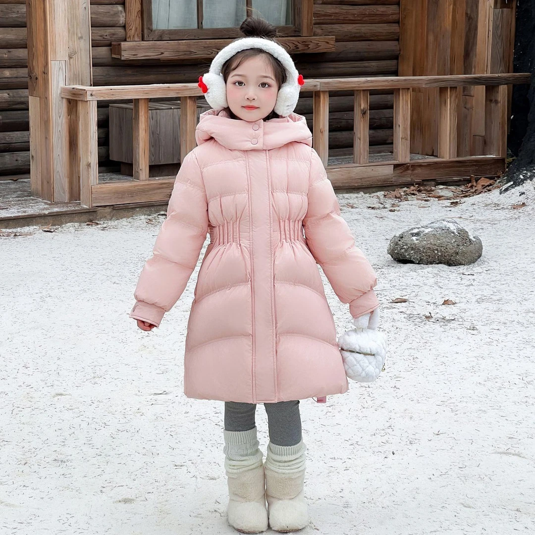 女童羽绒服冬季2025新款洋气儿童连帽收腰棉服女宝宝冬装外套保暖