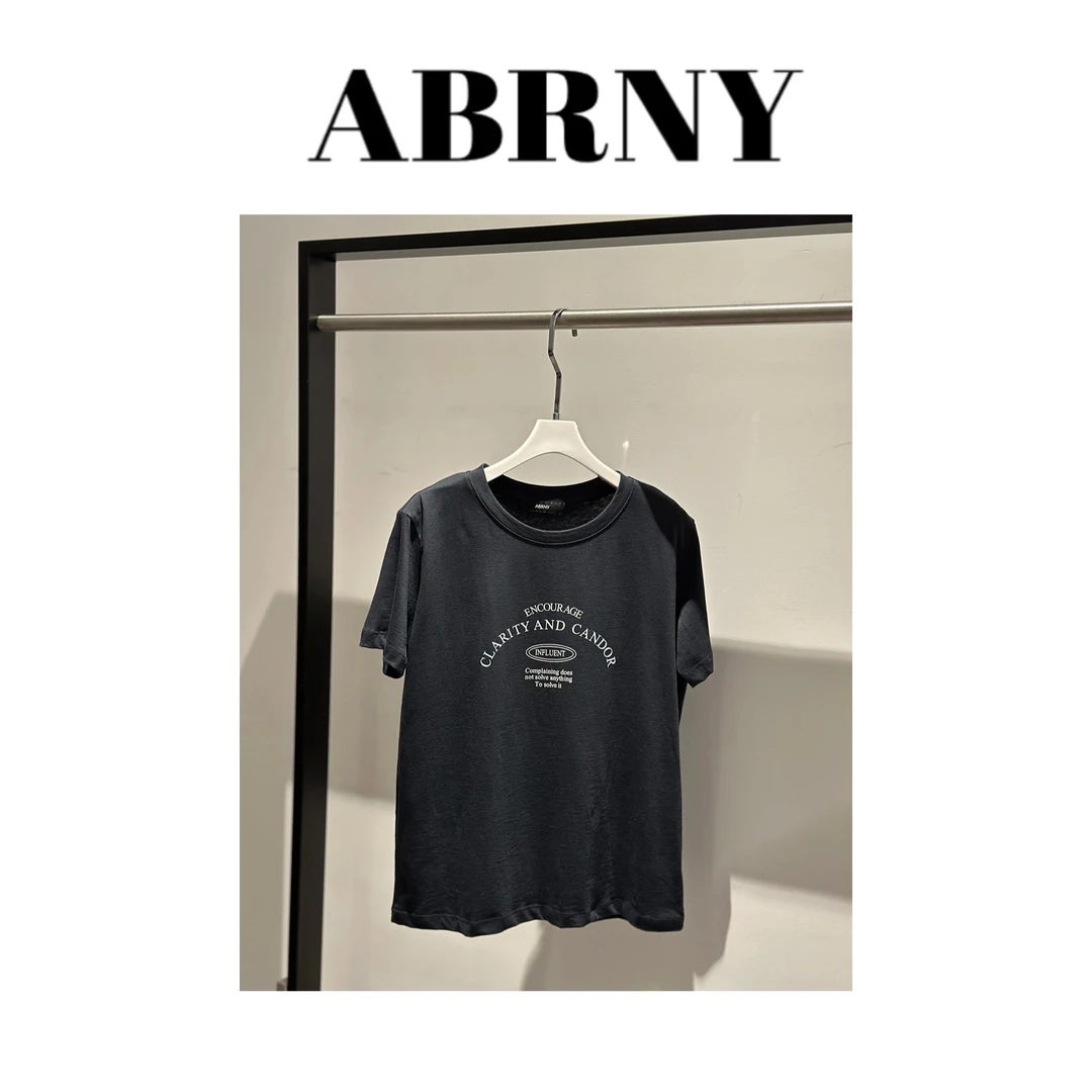 许小黑【自由态度】早春新款圆领印花ol水洗短袖T恤609