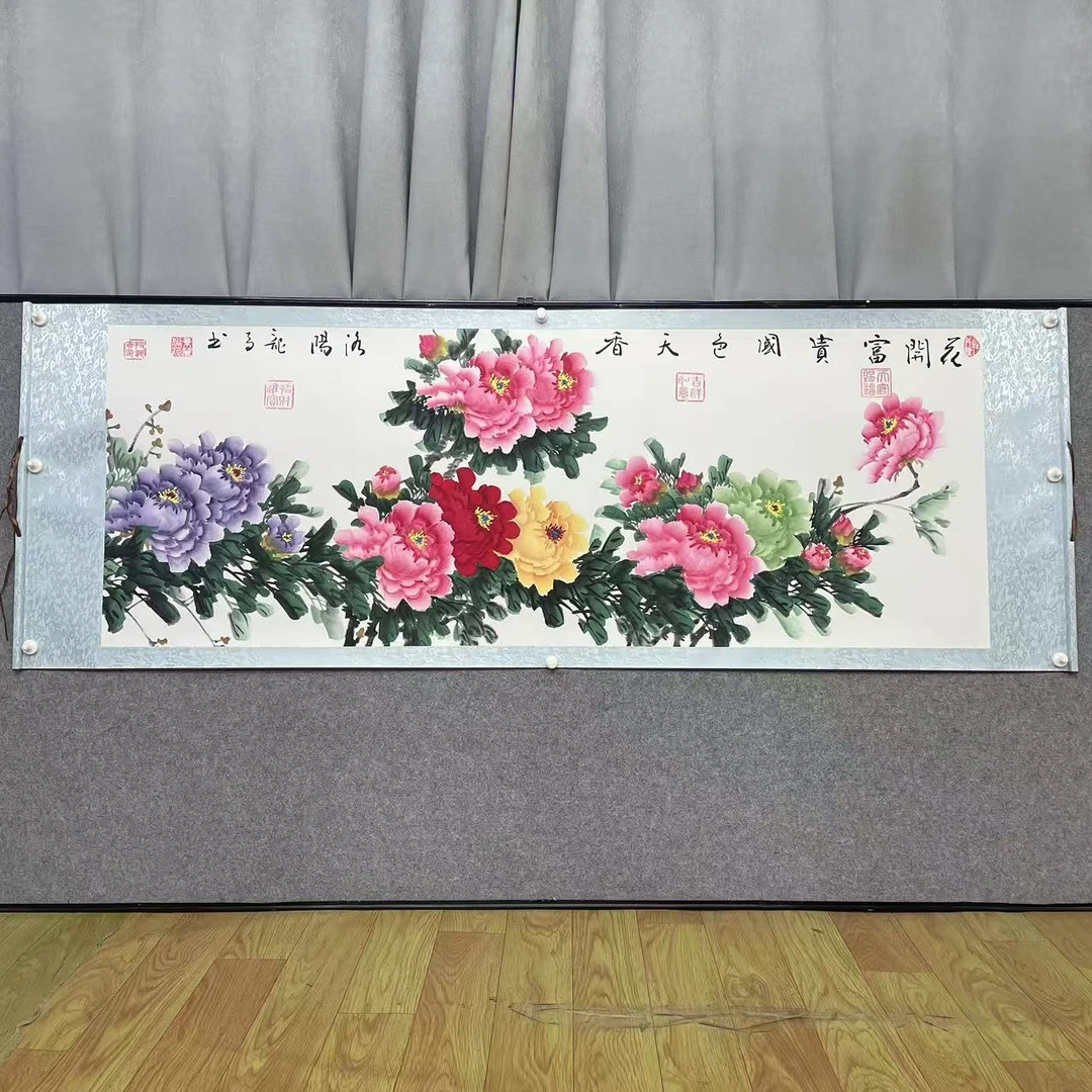 《牡丹》六尺横轴/205cm*72cm/段龙奇老师手绘