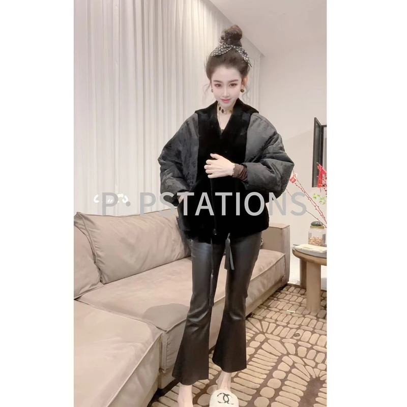 PP 2025｜漫舞迷彩 琥珀流光风真皮女皮裤微喇显瘦轻奢舒适