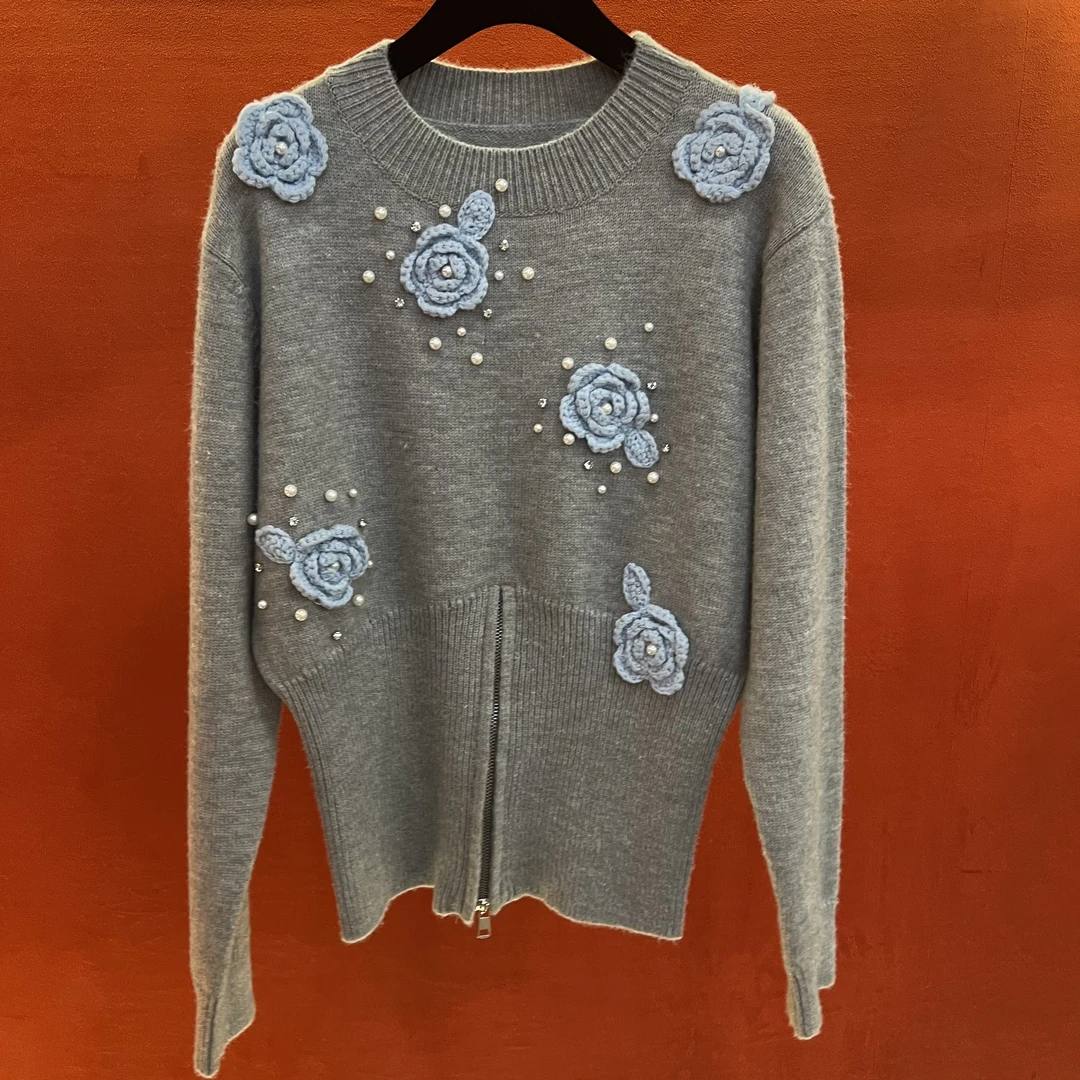 [小乔]新款小香风设计师套头立体花圆上衣214