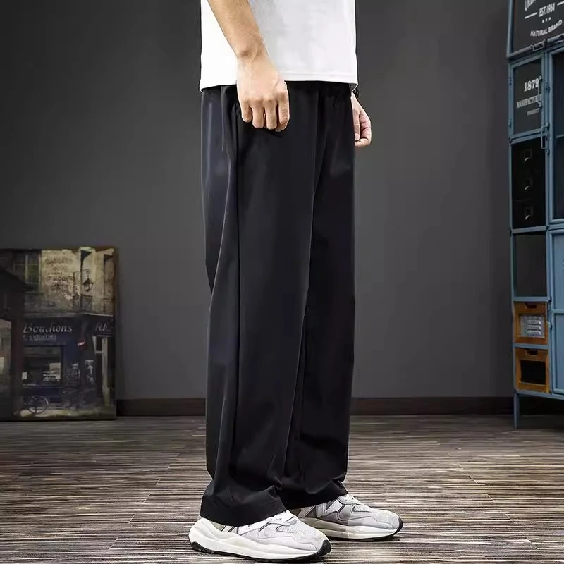 BQDK轻奢时尚夏季凉感直筒裤男垂感阔腿裤宽松男款休闲薄款长裤潮