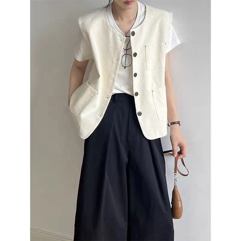 文艺无袖亚麻背心马甲女款新款爆款MC9045