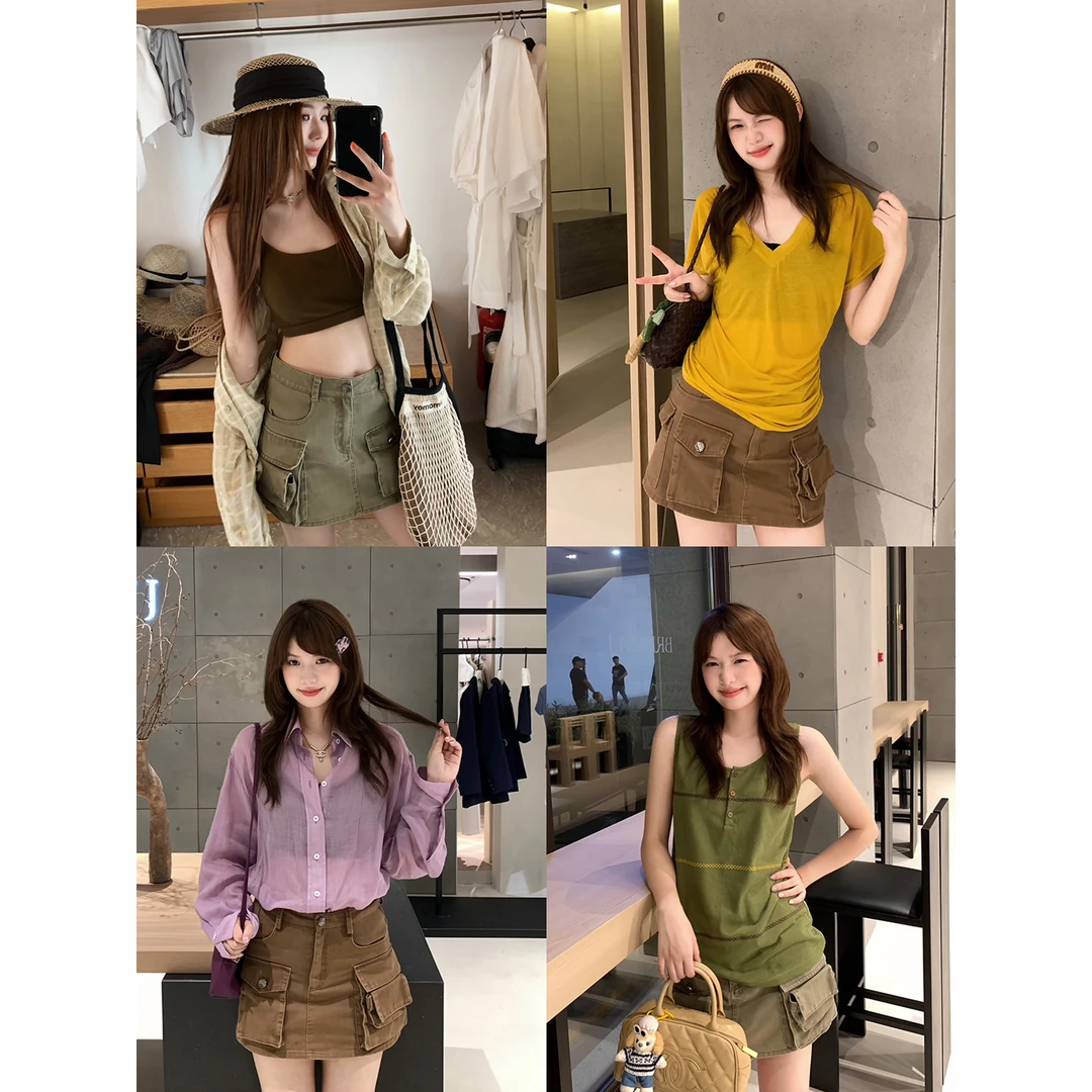 小君君布兰妮 甜酷主义/重工立体口袋设计工装半裙250266