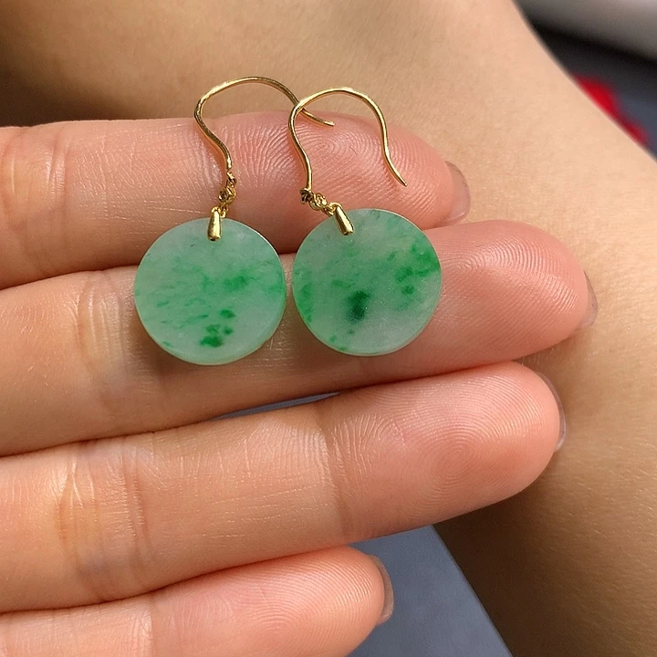 翡翠耳饰18K金镶嵌耳饰