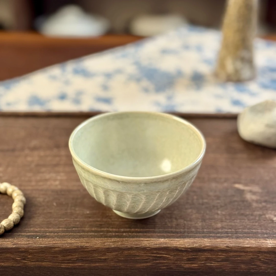 【冰盏】小清新米饭碗家用白瓷餐具中式复古侘寂釉下彩甜品碗高颜值