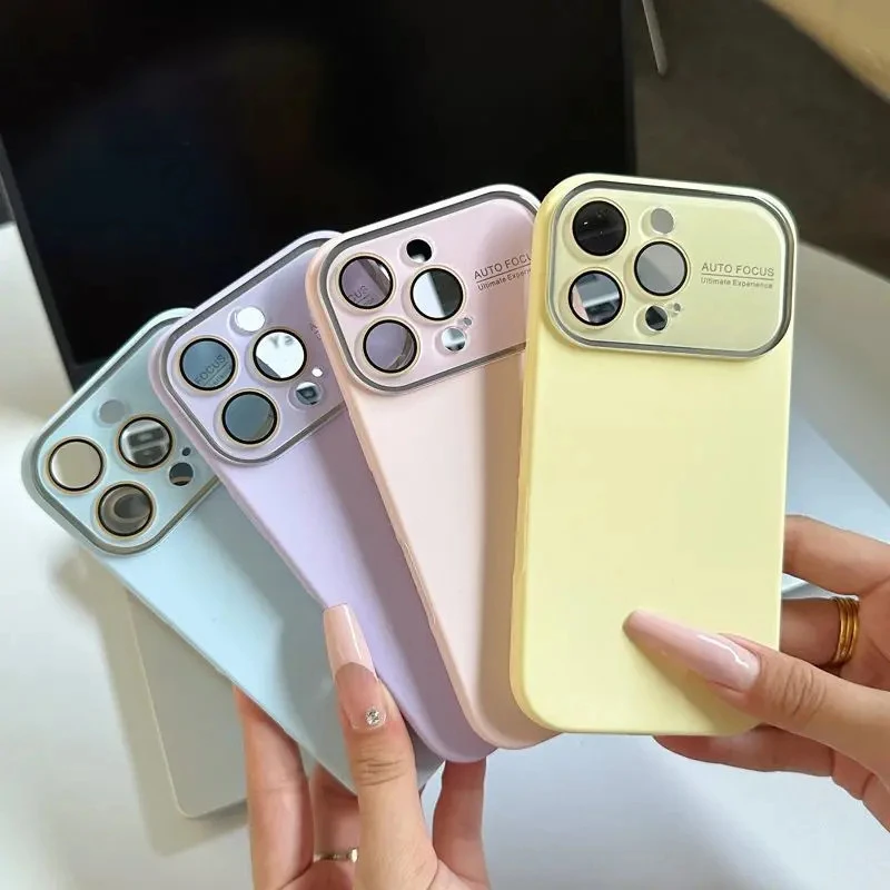 大视窗适用于iPhone16pro简约纯色苹果15液态硅胶一体按键手机壳