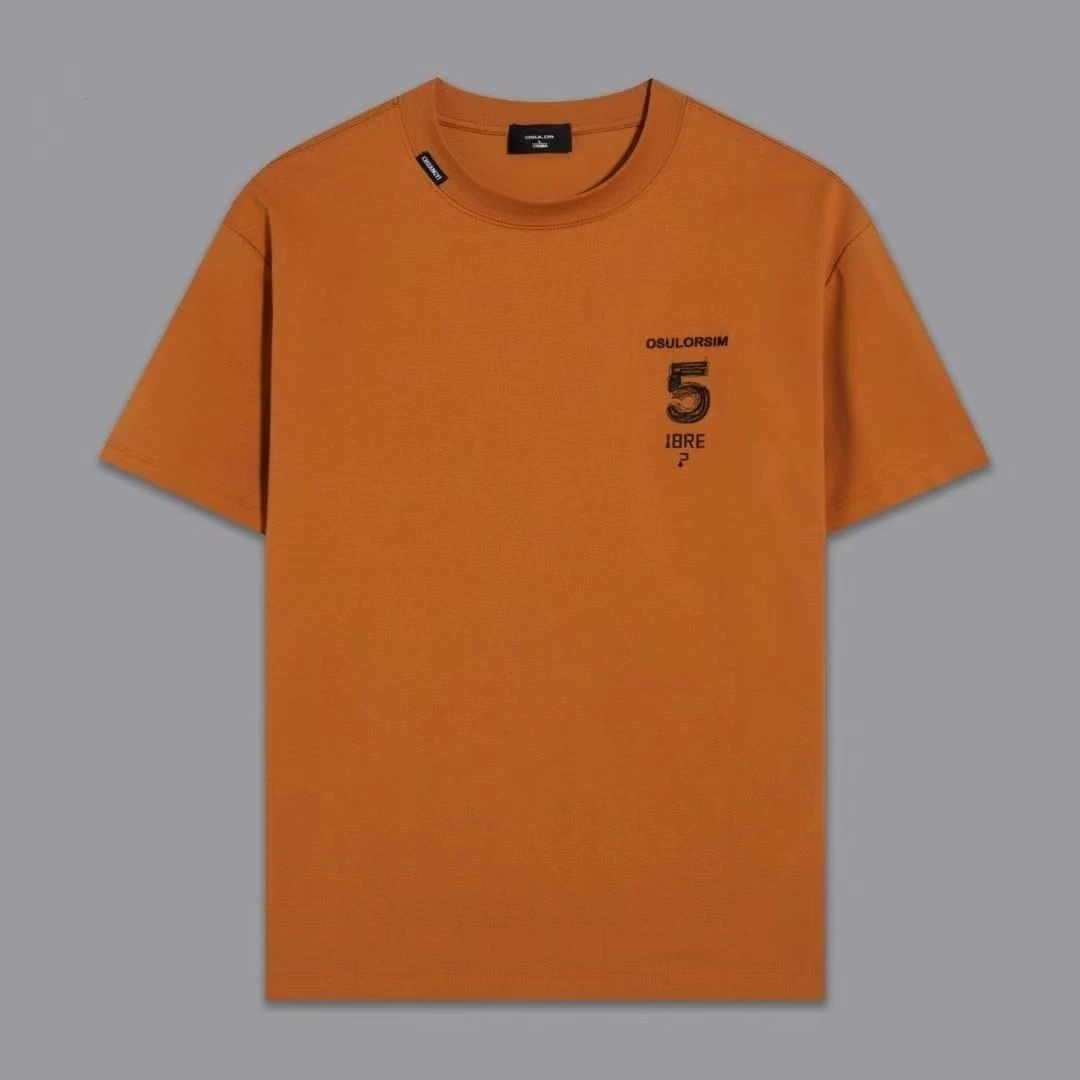 2025夏季新款潮流刺绣圆领上衣休闲短袖T恤男士冰丝恤衫