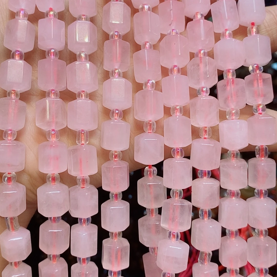 玛瑙/玉髓散珠天然粉水晶10✖️10mm六角柱一条