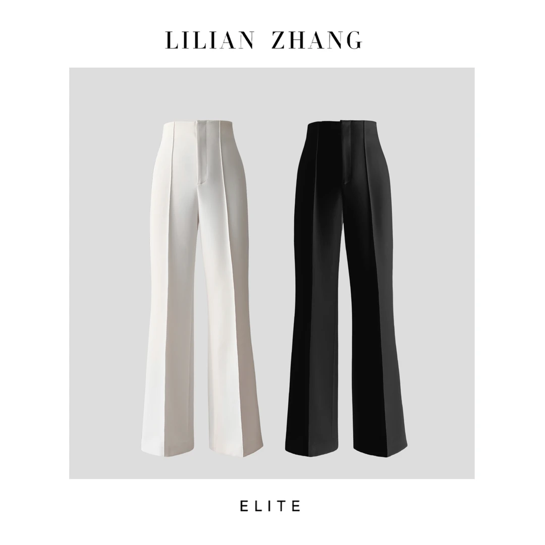 定制—静奢风都市摩登风尚之选珍珠黑白连腰筒裤时尚休闲裤2404008