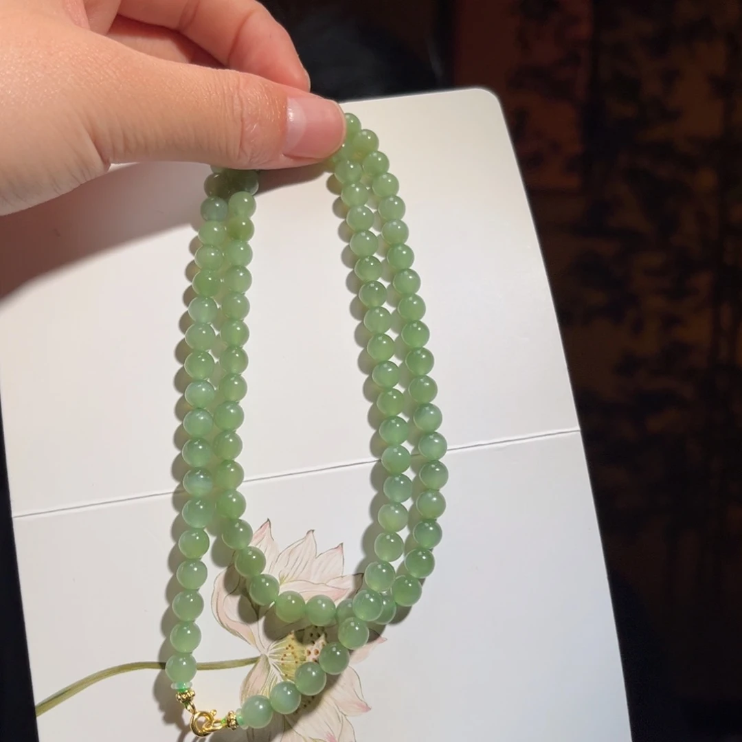 和田玉银S925镶嵌颈饰碧玉猫眼6mm880