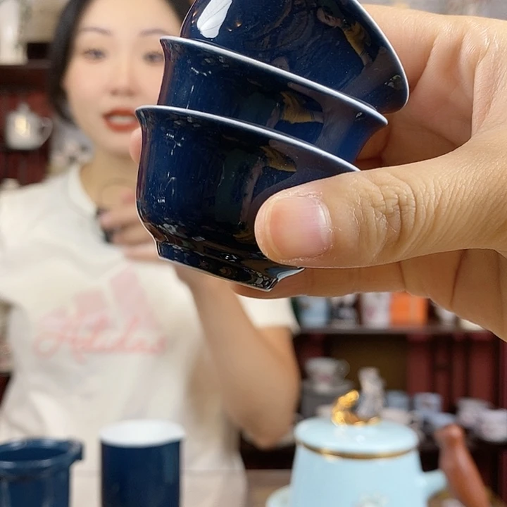 纯色釉旅行茶具套装