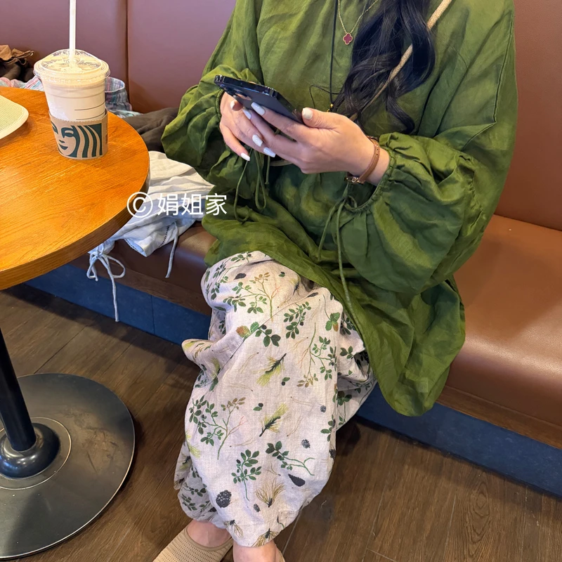 【娟姐家 绿野仙踪 苎麻抽绳灯笼袖】慵懒风设计款 衬衣