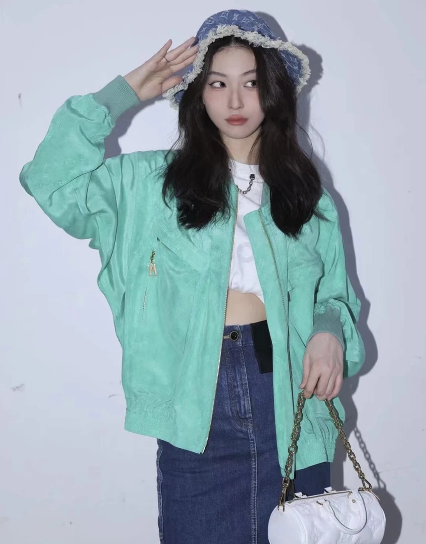 99新 LouisVuitton/路易威登 tt 薄荷绿老花外套 34码/012081