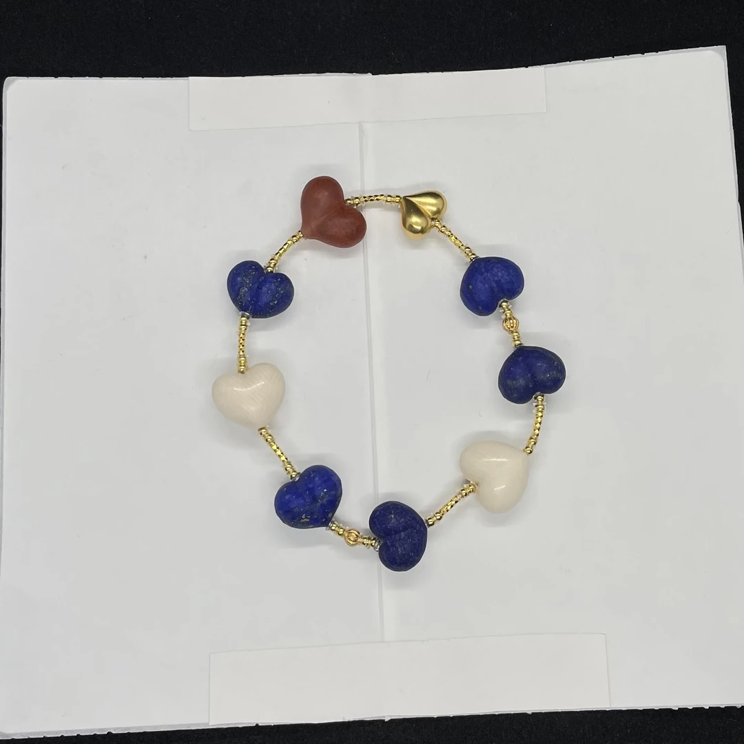 猛犸青金南红屁桃爱心手串 KT25061422