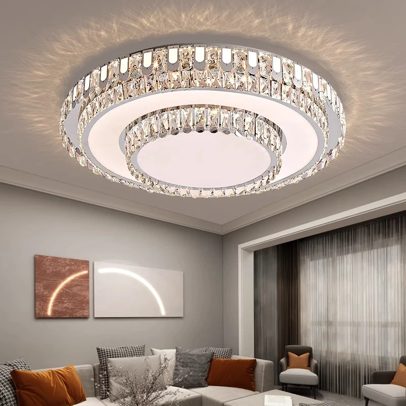 客厅灯主灯现代轻奢水晶灯简约大气吸顶灯2025新款主卧室餐厅灯具