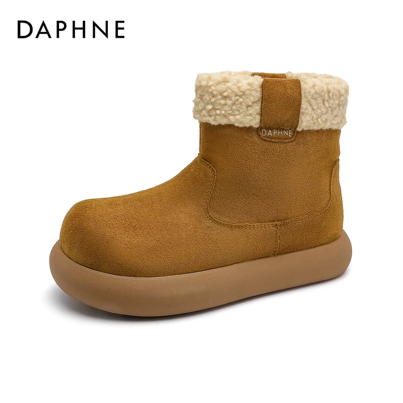 Daphne/达芙妮防水雪地靴加绒加厚保暖棉鞋秋冬时尚复古百搭靴子