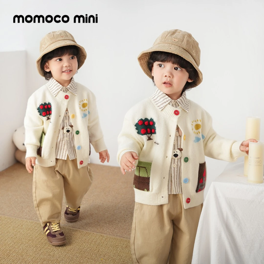 MOMOCOmini婴童秋新款提花毛衣开衫男女宝87910230005&0010