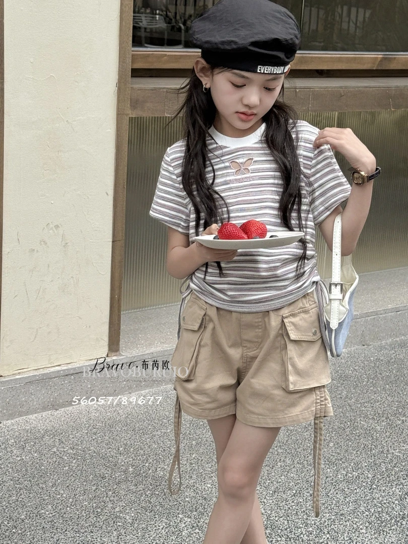 56057女童短款夏季甜酷短袖T恤