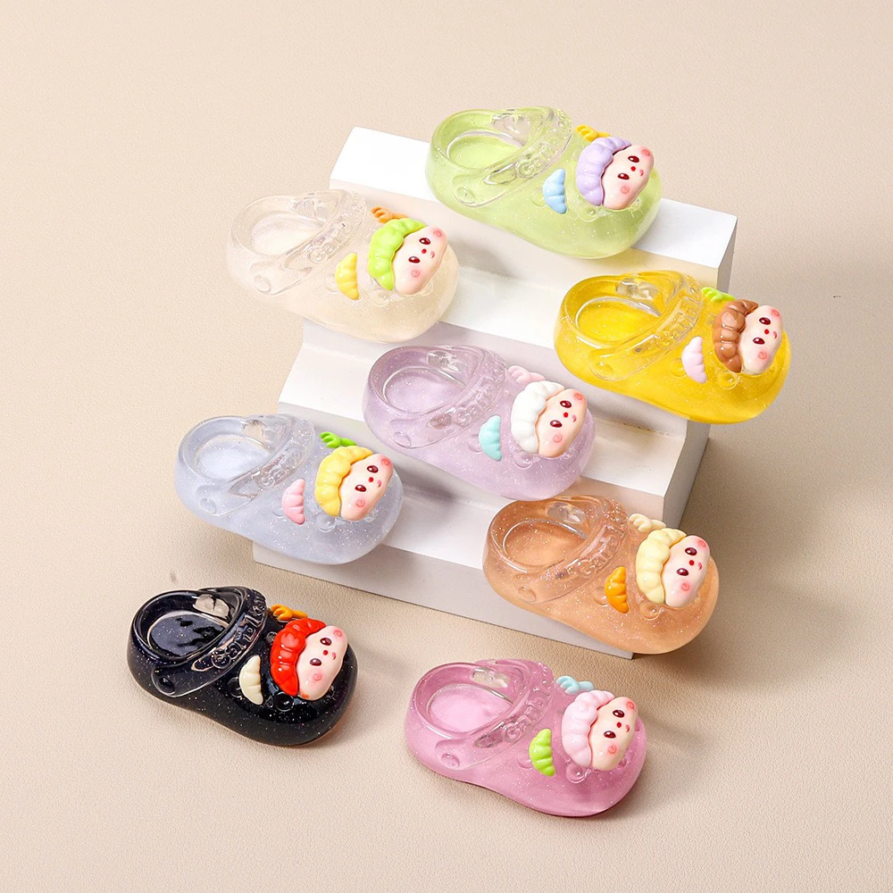 【透色细闪大拖鞋】树脂桌面摆件小配件萌粒