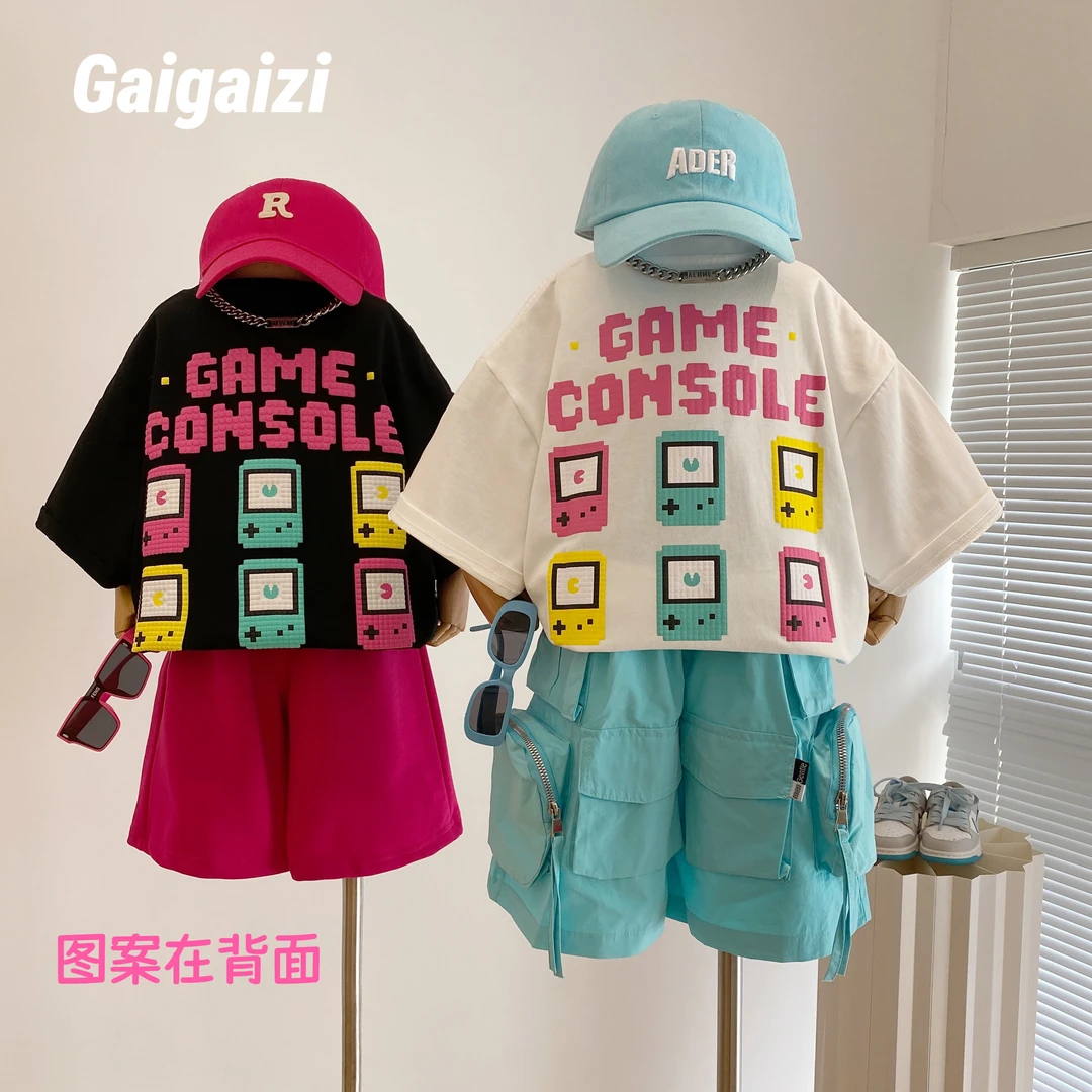 【魔幻游戏】设计师定制款2025夏中大童数码印花宽松短袖T恤