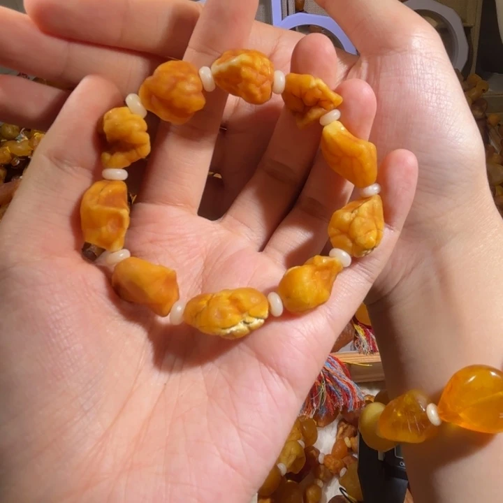 琥珀未镶嵌手链蜜蜡海漂手串
