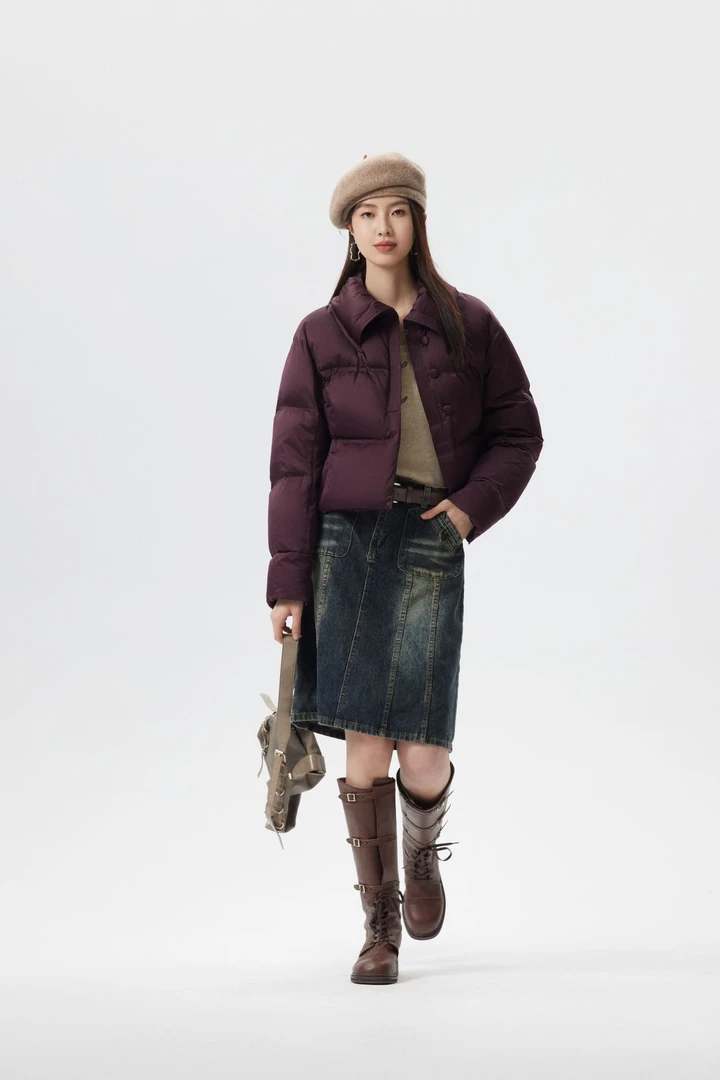 【三十梦】新款绸缎面料款短款羽绒服时尚设计款83010