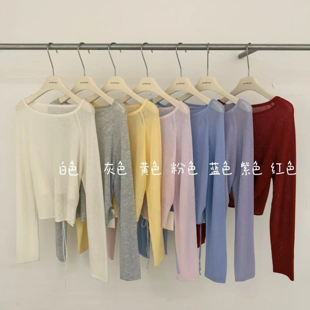 白白-夏季福利薄款冰丝针织衫女百搭微透镂空防晒罩衫#M25M135