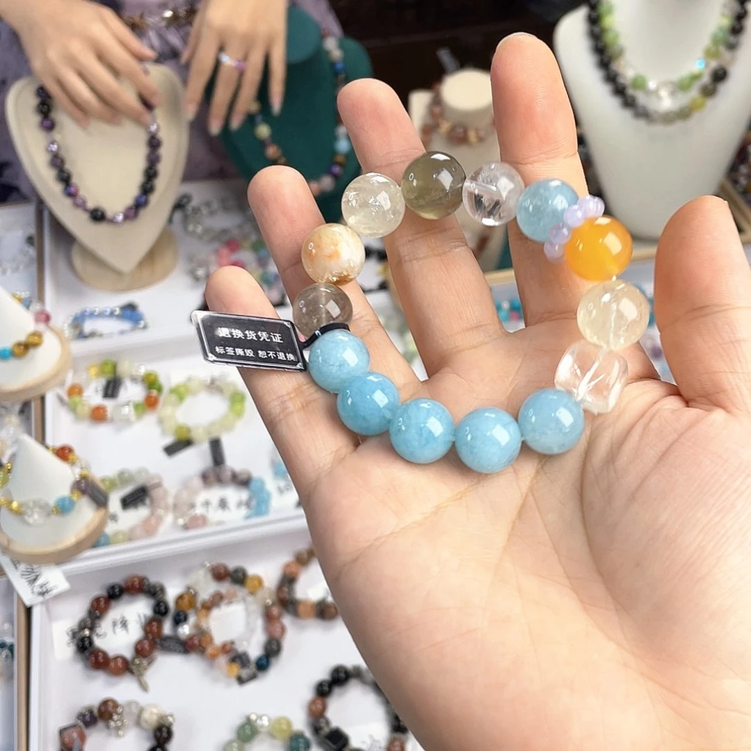 水晶手链银S925镀金镶嵌