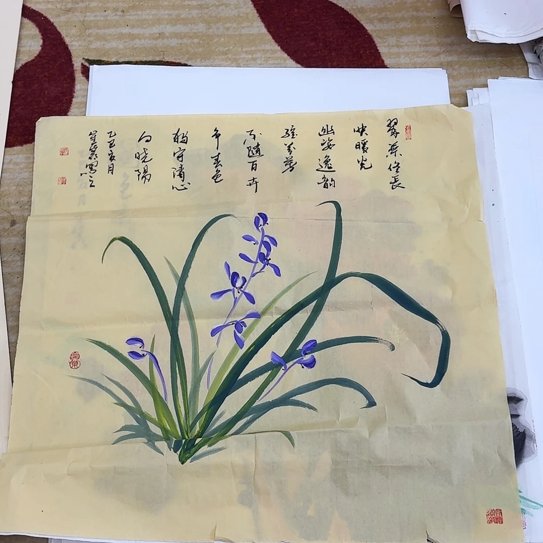 国画四尺斗方手绘作品的
