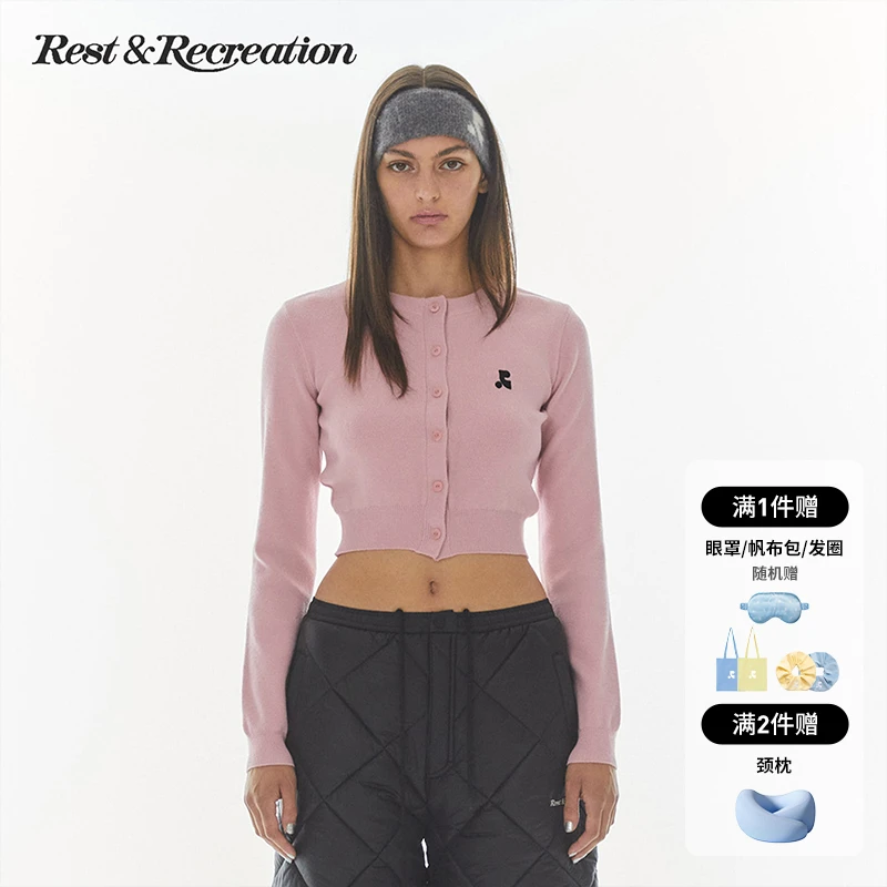 【明星同款】RestandRecreation官方长袖针织短开衫收腰RR时尚休闲