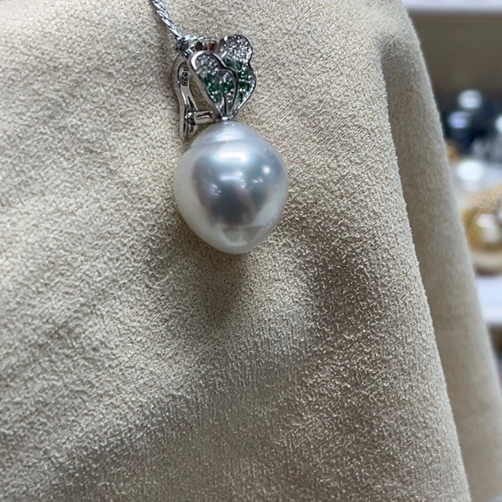 吊坠(不含链)银S925镶嵌海水珍珠11-12mm76号