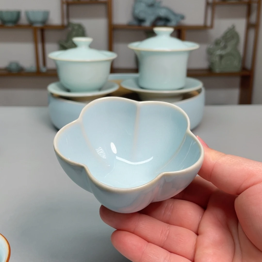 瓷梅花杯带礼盒张君老师