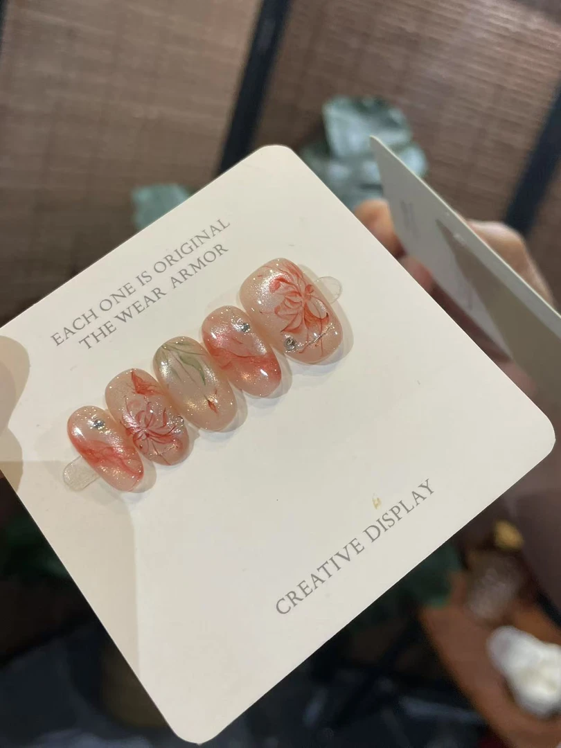 【彼岸花（高定水彩）】纯手工美甲10片装  轻奢气质