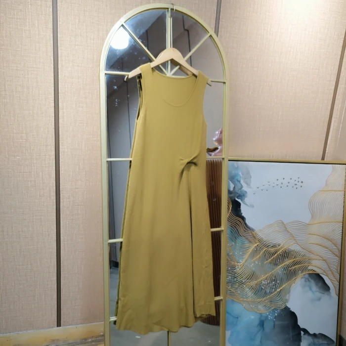 AF455孕妇黄色针织背心裙90-130