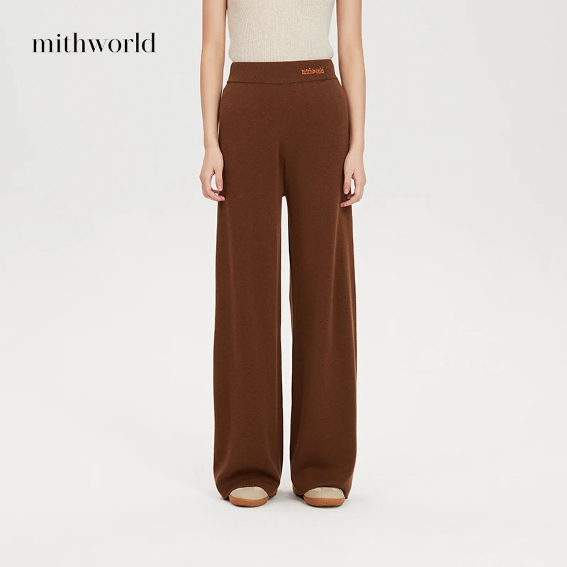mithworld粉果羊毛衫logo刺绣毛织长裤针织裤女装W1FFS6121N9A