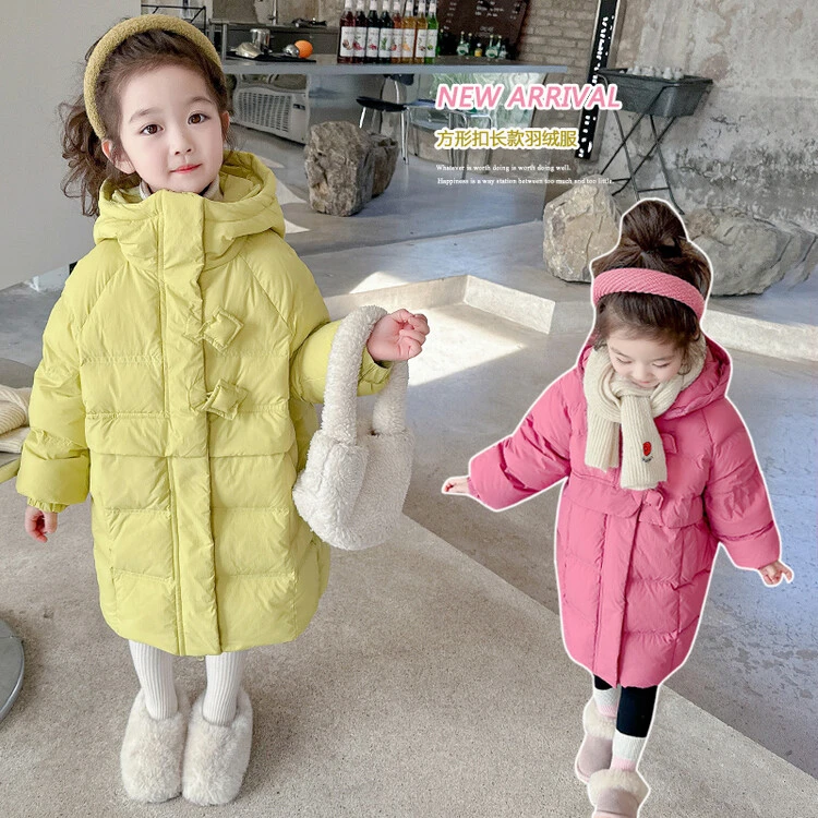 巴拉童年冬季洋气时尚加厚中长款加绒连帽冬款秋冬装外穿羽绒服女