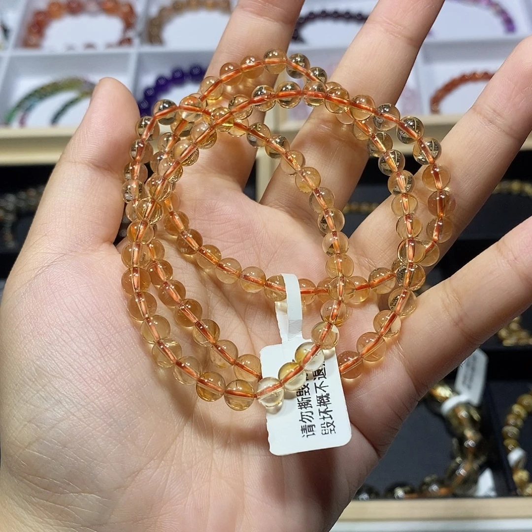 未镶嵌手链黄晶三圈黄水晶