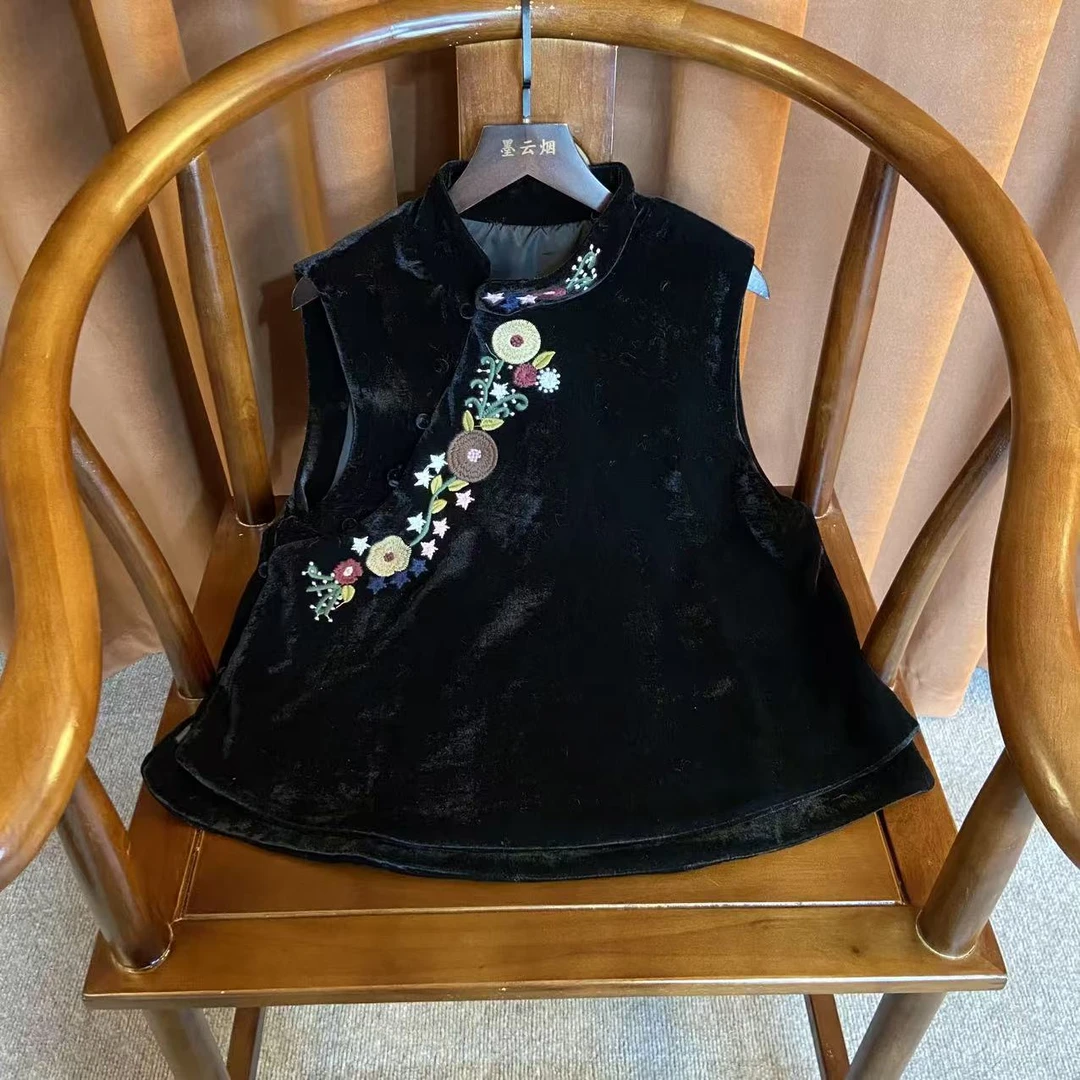 【书墨】新中式时尚女装秋冬高档马甲刺绣中国风优雅女士坎肩