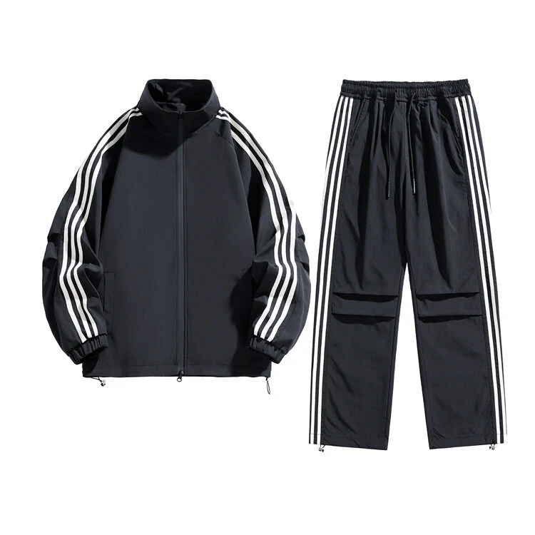 PAKA潮流情侣三条杠撞色多巴胺秋季新款夹克套装夹克休闲套装