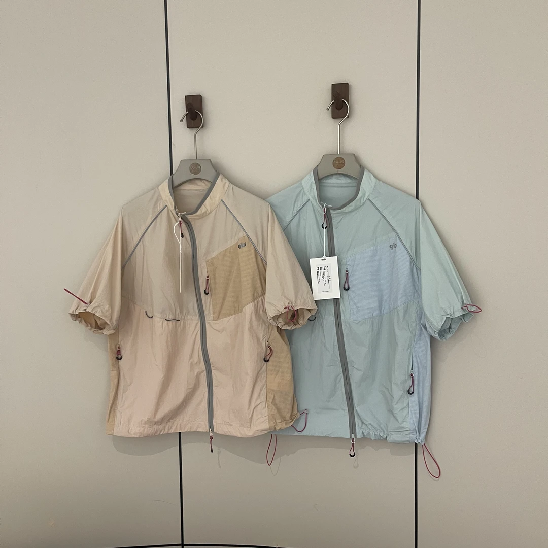 新款韩版简约拼色立领短袖外套GA917