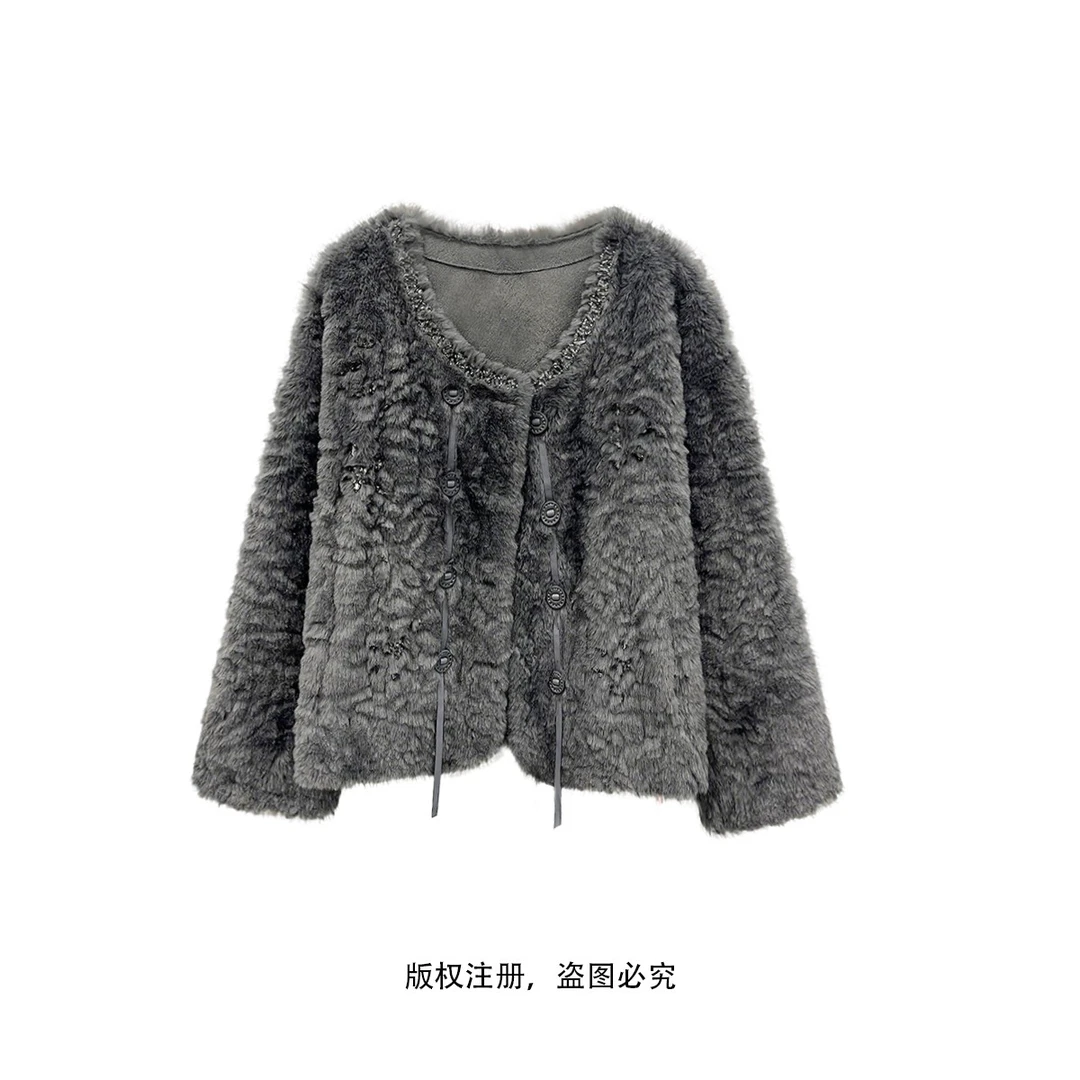 短款休闲单排扣厚款女短外套秋冬圆领25012151