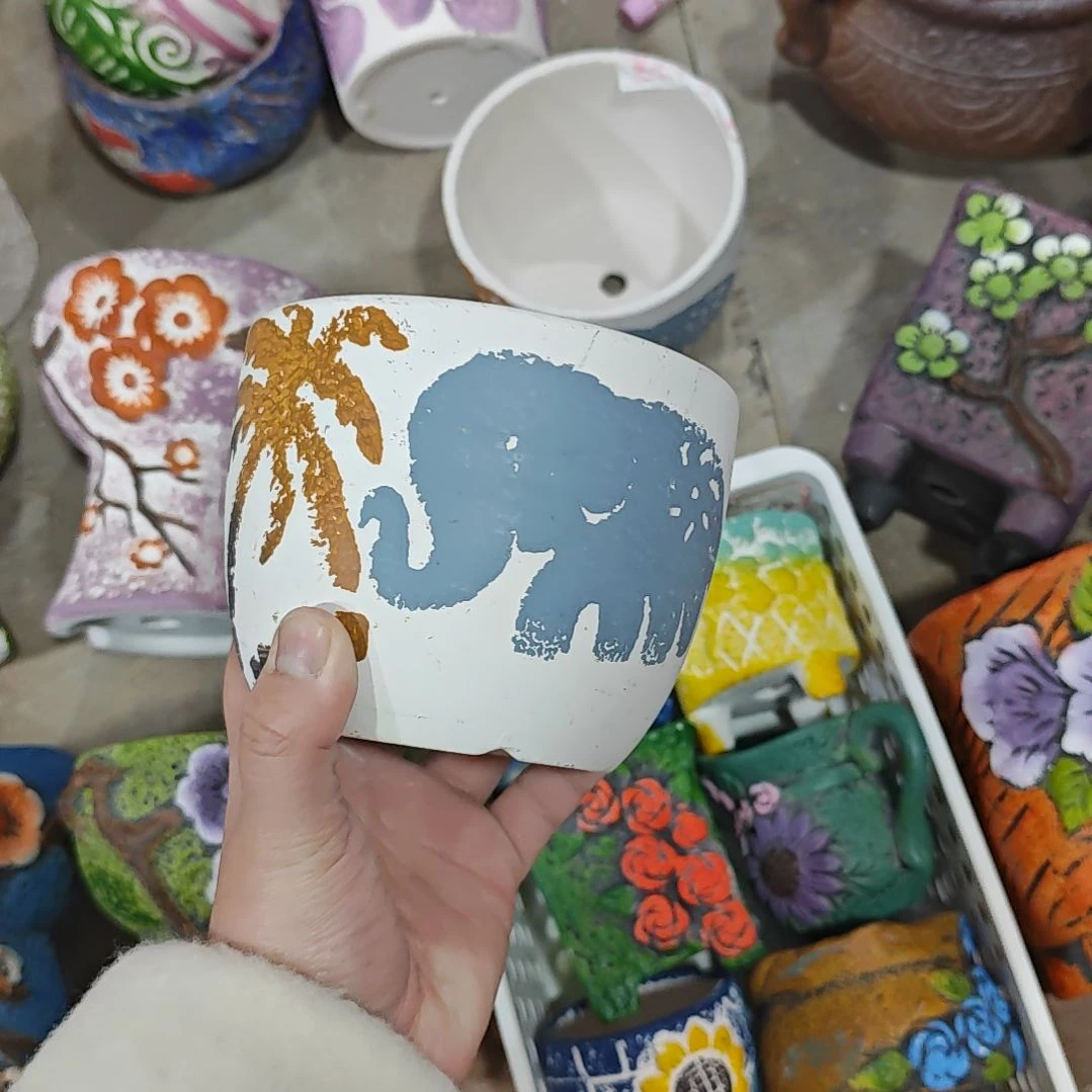 红陶吸水透气的白陶花盆凑满12发货