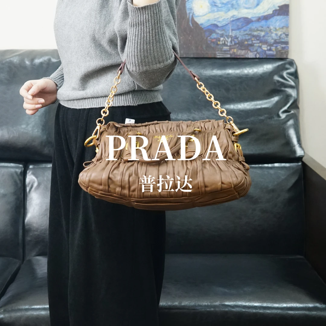 95新 Prada/普拉达 棕色单肩包/FYWP01603007/3007
