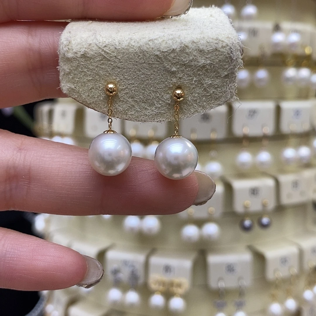 淡水珍珠耳饰18K金镶嵌