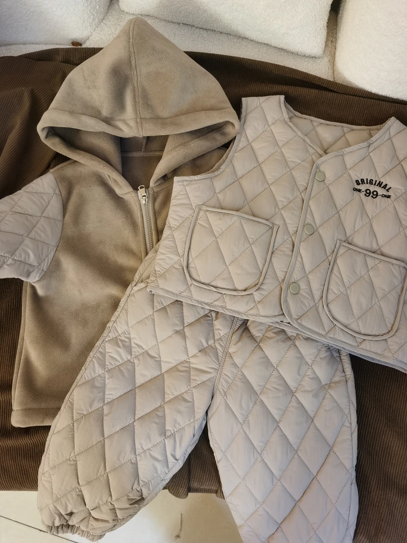 【JMJQ 201267】冬季儿童加厚绗棉运动户外休闲三件套套装