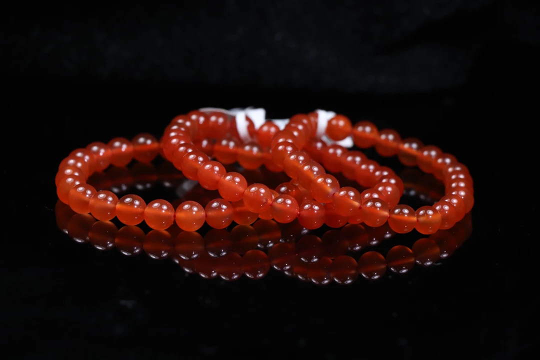 1原矿无优化天然保山南红河湾冰红单圈7mm左右手工珠多样性发1条